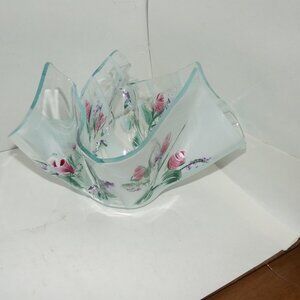 acrylic handkerchief bowl hand made & painted..